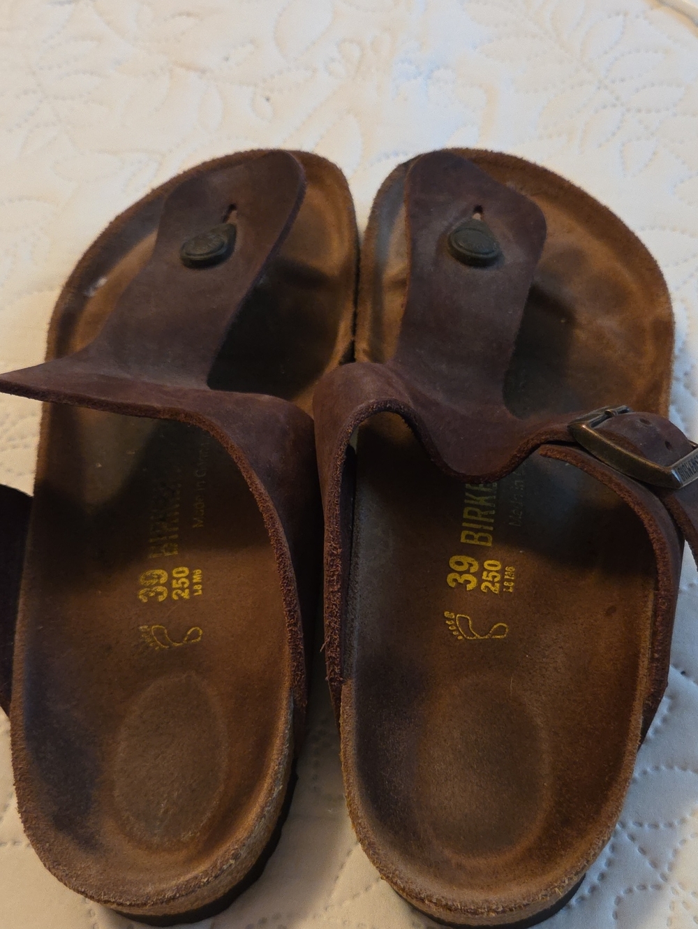 Birkenstock Brown Suede Toe-Ring Sandals with Buckle